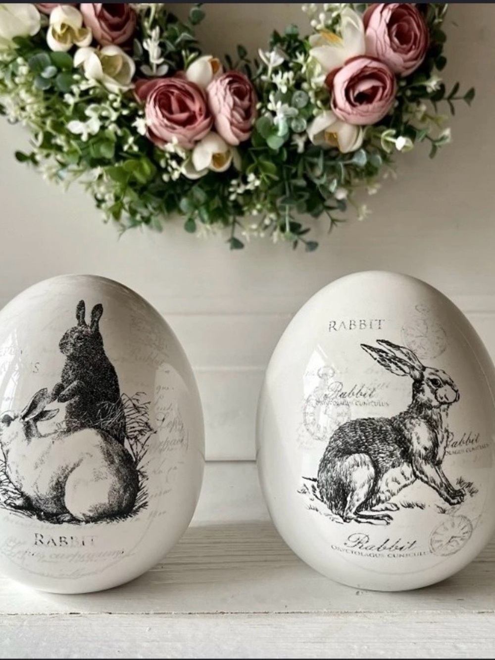 White Rabbit Decorative Accent ceramic egg